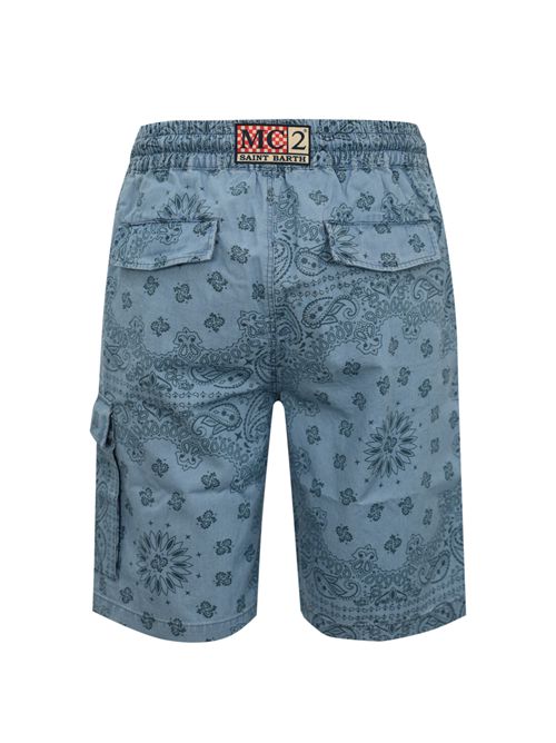 Bermuda Marseille in lino con stampa Bandana Mc2 Saint Barth | MARSEILLE01952H CHAMBRAY BANDANNA ROUND